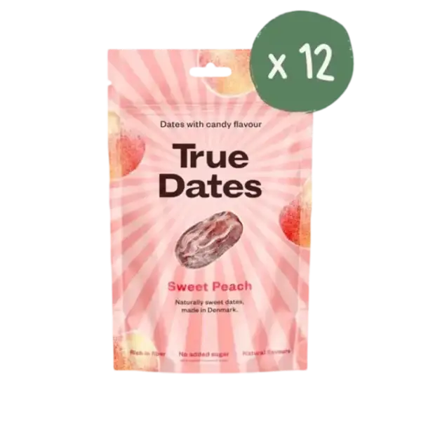 True Dates Sweet Peach 100g - Dadler med Ferskensmak - 12 Poser